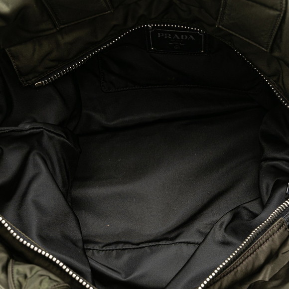 Prada Triangle Logo Nylon Leather Handbag Shoulder Bag Green - Picture 4 of 9